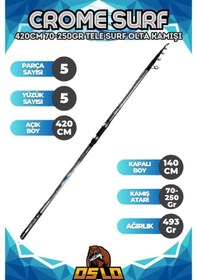 Resim Safina Pro 8000 420cm 70-250gr Oslo Crome Profesyonel Kıyı Olta Takımı Seti 