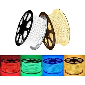 Resim 220 Volt Şerit Led 220v Kırmızı 25 Metre 3çipli Silikonlu Fiş Dahil 25m 