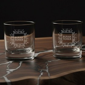 Resim Şık Kutusunda Hediyelik İsimli İkili Diamond Viski Bardağı 