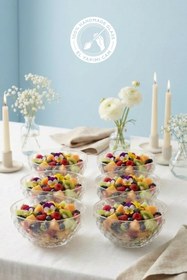 Resim Selen Concept Küme Model Küçük Boy El Yapımı Cam Çorba Kasesi ve Salata Sunumluk 6’lı Set 