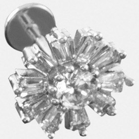 Resim Ilkeshop Tragus Zirkon Taşlı Piercing 1 Adet-gümüş Rengi Çok Renkli 