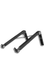 Resim Laptop Standı Yükseltici Katlanabilir 3 Kademe Abs Hafif Taşınabilir Notebook MacBook Tablet iPad Uyumlu Kaymaz Silikon Ayaklı Ergonomik Masaüstü Stand Siyah 