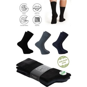 Resim Saysez Bambu Erkek Soket Yazlık Uzun Düz Renkli Çorap Dikişsiz Premium Paket 3'lü / Yıkamalı Soft Çorap Çok Renkli 