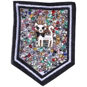 Resim Aplike Ütü İle Yapışan Taşlı Kedi Arma 5 cm 