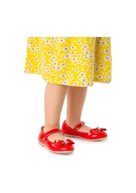 Resim Kiko Kids Cırtlı Fiyonklu Kız Çocuk Babet Ayakkabı Ege 201 Rugan Kırmızı 001 
