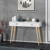 Resim Dekorosso Arden Ahşap Ayaklı Modern Dekoratif Dresuar Beyaz 100 cm 