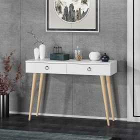 Resim Dekorosso Arden Ahşap Ayaklı Modern Dekoratif Dresuar Beyaz 100 cm 