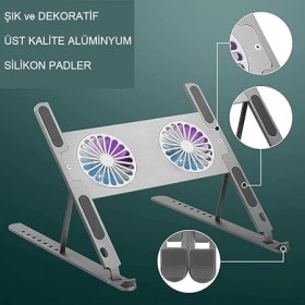 Resim Leaf Shop Katlanabilir Alüminyum Turbo Fanlı Macbook Laptop Soğutucu Stand 10-17 Inç 