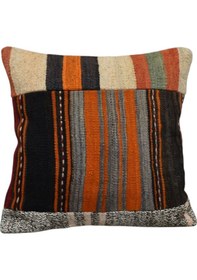 Resim Zehra Abla Halı Yeni El Dokuma Patchwork Kırkyama Dekoratif Kilim Kırlent Yastık Kılıfı 6436 Çok Renkli 