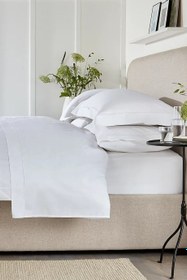 Resim 200 TC Pamuk Percale 2'li Lastikli Çarşaf Seti - Beyaz / King 150 x 200 x 30 cm 