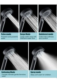 Resim 5 Fonksiyon Siyah Duş Başlığı Kendinden Yapışkanlı Duş Askısı 1,5 Beyaz 