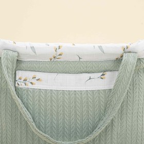 Resim Bebek Bakım Çantası - Mint Örgü - Yapraklar 