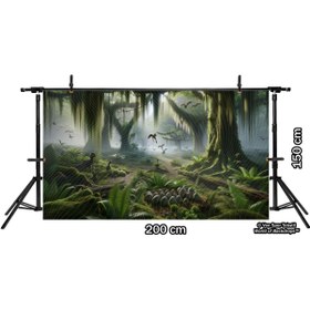 Resim Venspor Dinozor Ormanı Arkaplan, 200x150cm, Fon, Duvar Örtüsü 