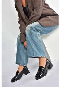 Resim Fox Shoes T820145360 Siyah Rustik Kalın Topuklu Kadın Ayakkabı Siyah 