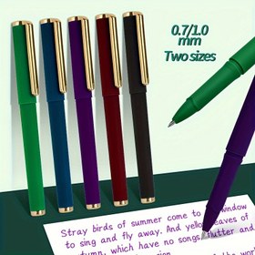 Resim 5 adet/12 adet, 5 adet/12 adet 1.0mm Renkli İmza Kalemi Büyük Kapasiteli Kalın Kalem Çizim Ofis Yazı Öğrenme Uygulama Kaligrafi Muhasebe Jel Kalem V-185 