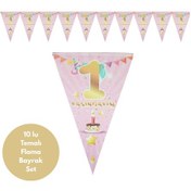 Resim 1 Yaş Pembe Altın Flama Bayrak Set Süs Tüm Yaşlar 
