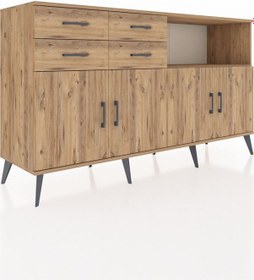 Resim Kronos Konsol 4 Raflı 4 Çekmeceli 4 Kapaklı 176x59x99 Çam-çam Çam-çam 