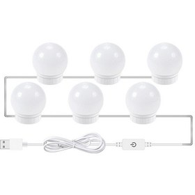 Resim Yaozixia 6 Adet Led Makyaj Aynası Işıkları 3 Renk Modu Tuvalet Aynası Işıkları Banyo Aynası Işığı Usb Kablolu Led Şerit Işıkları 