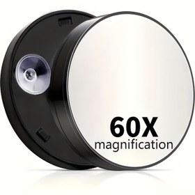 Resim 60x Büyütme Makyaj Aynası Emme Kupası Tabanlı - El Boyu, HD Sıkılmayan Görünüm, Hassas Uygulama ve Bakım İçin İdeal, Tıraş İçin Uygun, Banyo, Seyahat, Ofis İçin Uygun, Büyüteçli Makyaj Aynası, Cilt Bakım Araçları, Modern Estetik, Dayanıklı Plastik 