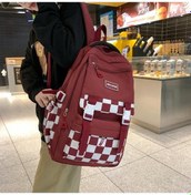 Resim Novahub Siyah Dama Tahtalı Çanta Desenli Okul Çantası Kız Öğrenci Sırt Çantası Ortaokul Kadın Sırt Çantası Siyah 