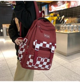 Resim Novahub Siyah Dama Tahtalı Çanta Desenli Okul Çantası Kız Öğrenci Sırt Çantası Ortaokul Kadın Sırt Çantası Siyah 