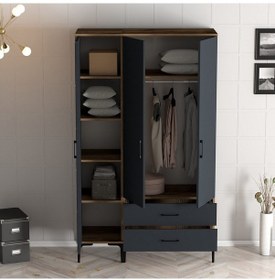 Resim Variant Kumsal 3 Kapılı Pt Gardrop - Ceviz / Antrasit 