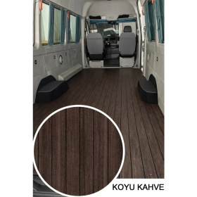 Resim Sayın Tekstil Parke Desenli Taban Muşambası Çizgili - Koyu Kahve - 200 cm 