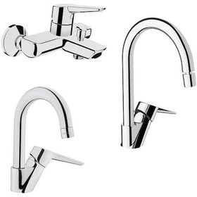 Resim Artema Solid S Kuğu Lavabo Eviye + Mutfak + Banyo Batarya Seti Krom 
