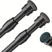 Resim 1 adet Matkap Gerektirmeyen Ayarlanabilir Metal Teleskopik Çubuk - Sağlam Yaylı Perde & Giysi Askısı, Banyo, Mutfak, Gardırop, Pencere Perdeleri & Kapı Perdeleri için Dokulu Tutuşlu Çok Fonksiyonlu 