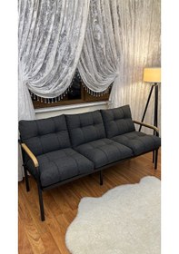 Resim Modern Style Home Modern Levent Balkon, Bahçe, Cafe - Metal Kanepe Koltuk Takımı 3 Lü Antrasit Modernk037 Antrasit 