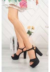 Resim EPAAVM - Arkası Açık Yüksek Platform Siyah Süet Kadın Sandale... Siyah 