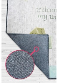 Resim Homshtag Dünyama Hoşgeldin Pastel Renkli Çocuk Odası Halısı Dokuma Minimal Halı Çok Renkli 