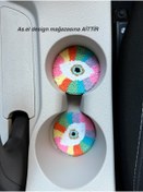 Resim AKBAŞ DESİGN Punch Nakışı 2li Araba Bardak Altlığı / Car Coaster 