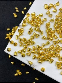 Resim Hedef Bijuteri 100 Adet Sarı Kaplama Gold Altınsarısı Renk Pirinç Küpe Stoperi, Varil Model Küpe Arkası , Kapama 