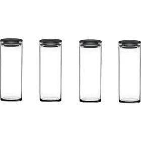 Resim 43756 Vakumlu Cam Kavanoz - Cam Erzak Saklama Kabı 4 Lü Gri 1230 Cc Beyaz 