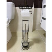 Resim Renk Yapı Rüyası Renk Yapı Metal Siyah Yedekli Wc Banyo Duş Tuvalet Kağıtlık Kare Kağıtlığı + Wc Fırçalı 2'li Set 