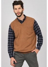 Resim Arslanlı Erkek Lambswool V Yaka Süveter 0767991 Oranj-Kahve Melanj 