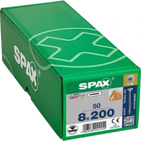 Resim Spax Ahşap Konstrüksiyon Vidası 8 x 200 Mm 50 Adet Yarım Dişli Havşa Başlı Wırox Kaplama 