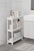 Resim Omaş Household Product Tekerlekli Dikdörtgen 3 Katlı Raf Ünitesi - Banyo Mutfak Düzenleyici Organizer Raf - Modern Raf Ünit 