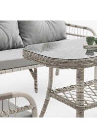 Resim Capri Swing Pisa İkili Rattan Bahçe Balkon Oturma Grubu Beyaz 752 