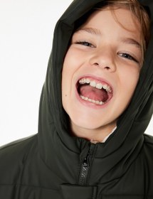 Resim Erkek Çocuk Uzun Kollu Fermuarlı Kapşonlu Mont 