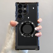 Resim Samsung S24 Ultra için uygun, şeffaf elektrokaplama, S23 Ultra için köşe hava yastıkları ve düşme koruması için eksiksiz bir lens film seti içeren, hem erkekler hem de kadınlar için ultra ince ve minimalist olacak şekilde tasarlanmış yeni bir manyetik şarj kutusu. 