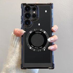 Resim Samsung S24 Ultra için uygun, şeffaf elektrokaplama, S23 Ultra için köşe hava yastıkları ve düşme koruması için eksiksiz bir lens film seti içeren, hem erkekler hem de kadınlar için ultra ince ve minimalist olacak şekilde tasarlanmış yeni bir manyetik şarj kutusu. 