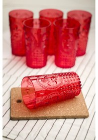 Resim Akrilik Kırmızı 6'lı Uzun Bardak & Su Meşrubat Bardağı 750 Ml Büyük Boy & Cam Değildir Çok Renkli 