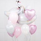 Resim 10 adet Büyük 81.28cm Beyaz Zarif Kuğu Balonları, 45.72cm Beyaz Pembe Kalp Şişme Folyo Balonlar ile, Kızlar Doğum Günü Düğün Partisi Süslemeleri, Gelin Duş Dekoru, Etkinlik Parti Malzemeleri Süslemeleri 