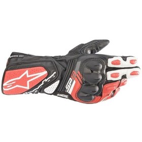 Resim Alpinestars Sp-8 V3 Korumalı Motosiklet Eldiveni Siyah Beyaz Kırmızı 