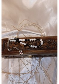 Resim Kehribar Beşiktaş Tespih Beyrut Toz Kehribar Tesbih Ahşap İşlemeli Kutu Bjk Taraftar Siyah Beyaz Beyaz - Siyah 