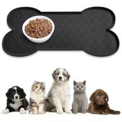 Resim 1 adet Silikon Köpek Besleme Matı, Kaymaz Pet Gıda Pedı Yükseltilmiş Kenarlar ile, Yıkanabilir Su Geçirmez Köpek Kedi Besleme Tepsisi Pati Baskı Tasarımı ile, Küçükten Orta Boy Köpekler için Dayanıklı Gıda Kasesi Placemat 
