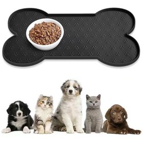 Resim 1 adet Silikon Köpek Besleme Matı, Kaymaz Pet Gıda Pedı Yükseltilmiş Kenarlar ile, Yıkanabilir Su Geçirmez Köpek Kedi Besleme Tepsisi Pati Baskı Tasarımı ile, Küçükten Orta Boy Köpekler için Dayanıklı Gıda Kasesi Placemat 