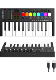 Resim Midex MD-255 Yeni Nesil Midi Klavye 25 Tuşlu 8 Hassasiyetli Launch Pad 8 Ton Potansı 